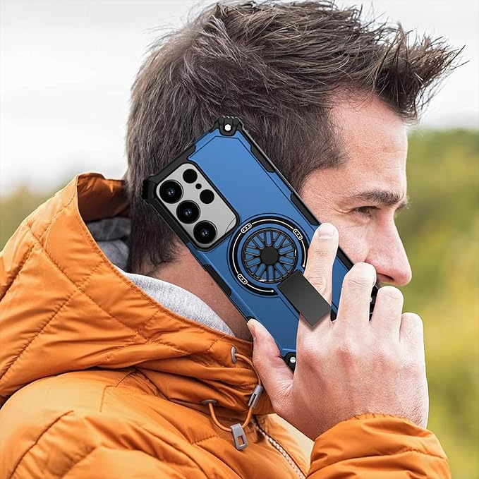 Magnetic Case for Galaxy S22 Ultra, Built-in Stand [Compatible with Mag-Safe] Shockproof Protective Cover Case for Samsung Galaxy S22 Ultra/S23 Ultra Blue