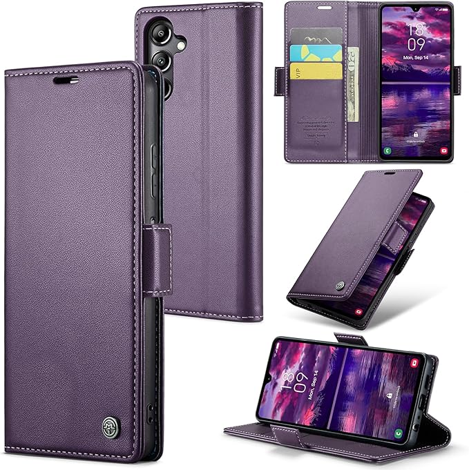 for Samsung Galaxy A05s Case, Premium PU Leather Wallet Case Flip Cover with [RFID Blocking][Card Holder][Stand Function] Shockproof Protective for Samsung Galaxy A05s, Purple
