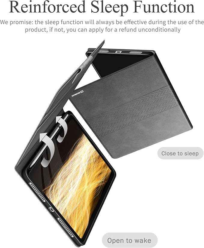 auaua Case for iPad (A16) 11th Generation 11 Inch 2025, iPad 10th Generation 10.9 Inch 2022, with Pencil Holder, Auto Sleep/Wake, Adjustable Stand, PU Leather (Grey)