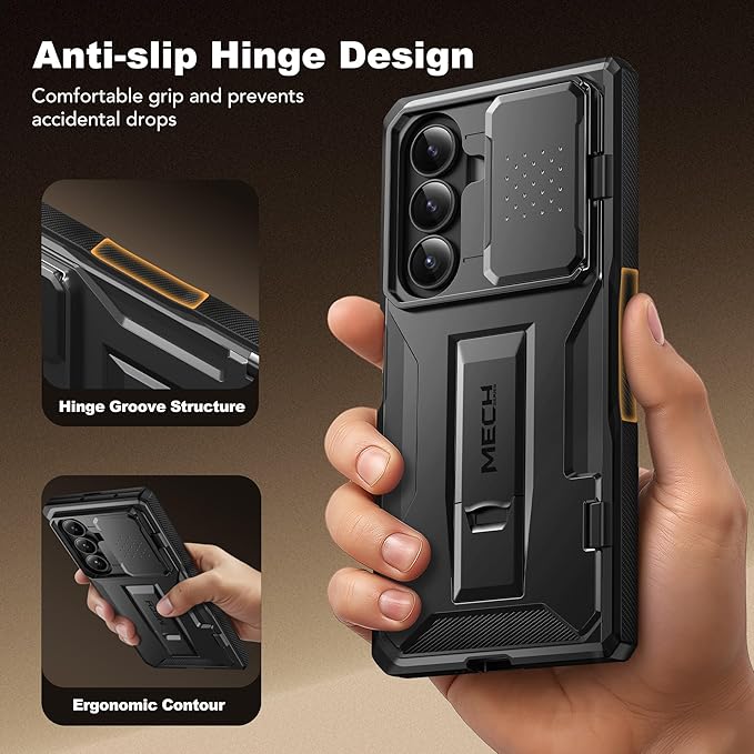 TONGATE for Z Fold 7 Case with Privacy Screen Protector, [Built-in Slide Camera Cover & Stand] [Anti Spy] Military Grade Drop Phone Case for Samsung Galaxy Z Fold 7 with Belt Clip, Black Privacy