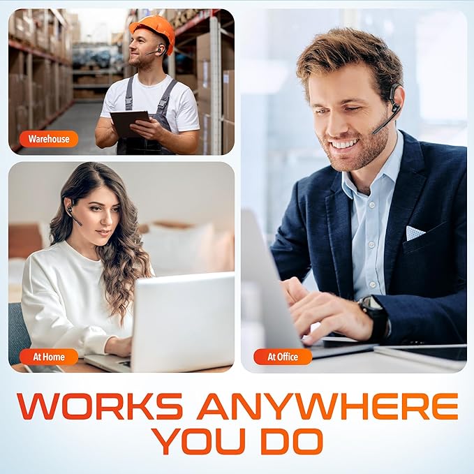 Delton Wireless Headset for Computer with Charging Case, Bluetooth Headset with Noise-Cancelling Mic, Specially Designed for MS Team, Zoom, Google Meet, Driving, and Office - Black