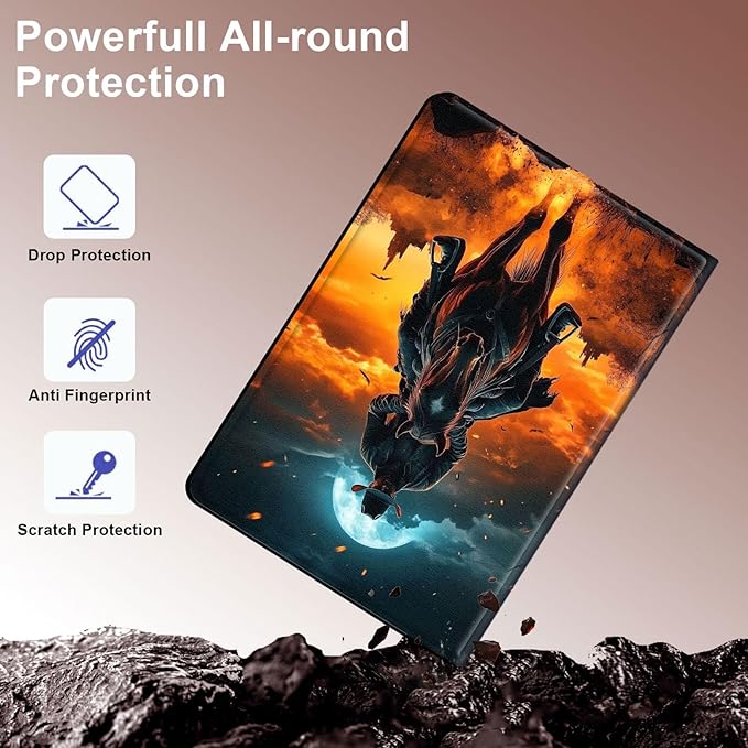 Case for Samsung Galaxy Tab S10 Ultra/Galaxy Tab S9/S8 Ultra 14.6-Inch, Slim PU Leather Stand Cover with Auto Wake/Sleep, Multi-Angle Viewing & Shockproof, Man Riding Horse