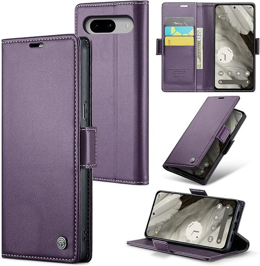 for Google Pixel 8 Case, Premium PU Leather Wallet Case Flip Cover with [RFID Blocking][Card Holder][Stand Function] Shockproof Protective for Google 8, Purple