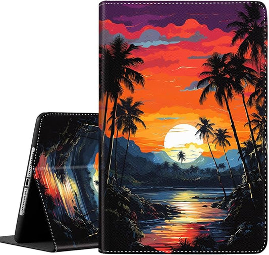 Case for Galaxy Tab A9 Plus ， Auto Sleep/Wake Multi-Angle Viewing Slim Folio Stand Cover for Samsung Galaxy Tab A9+/A9 Plus 11 Inch 2023 (SM-X210/X216/X218), Retro Beach Sunset