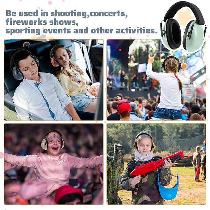 Amylove 6 Pcs Kids Noise Cancelling Headphones 27db Adjustable Earmuffs for Autism Sensory Toddler Children(Cute Style,Happie Boho Color)