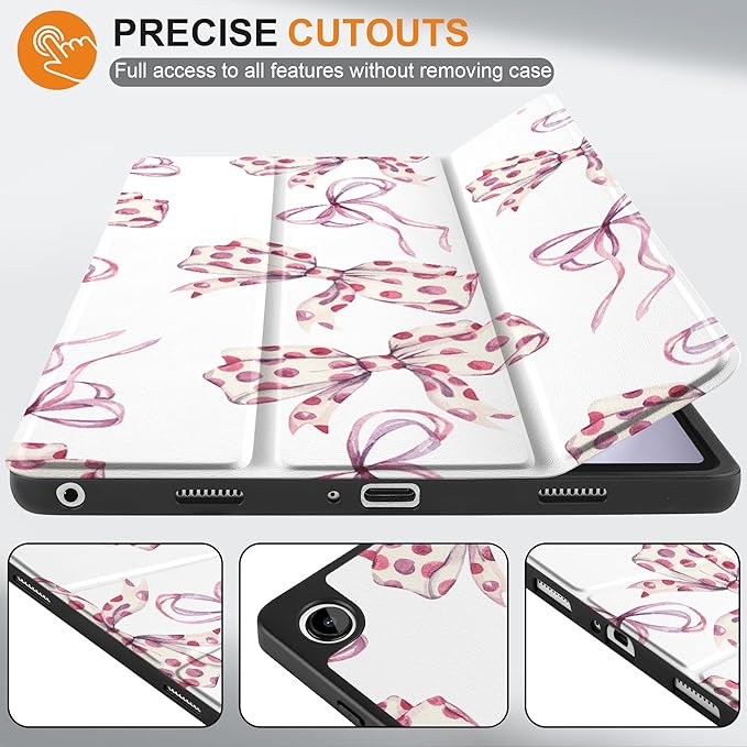 MEEgoodo Case for Samsung Galaxy Tab A9 Plus 11 inch Cover 2024 2023 with S Pen Holder, A9+ Smart Tablet Cases with Leather Trifold Stand+Soft TPU Back Shell+Smart Auto Wake/Sleep, Watercolor Bows