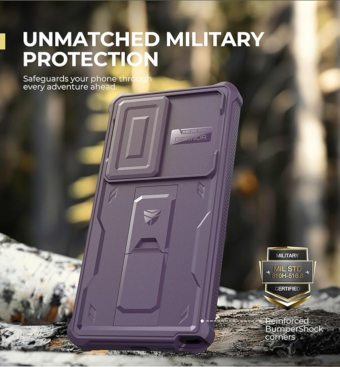 Dexnor for Samsung Galaxy S25 Ultra Case with Built-in Slide Camera Cover &Screen Protector&Kickstand,Heavy-Duty Shockproof Rugged Case Full-Body Bumper Cover for Galaxy S25 Ultra(2025),Phantom Purple