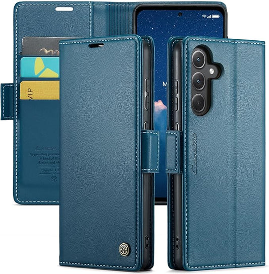 for Samsung Galaxy A35 5G Case, Premium PU Leather Wallet Case Flip Cover with [RFID Blocking][Card Holder][Stand Function] Shockproof Protective for Samsung Galaxy A35, Blue