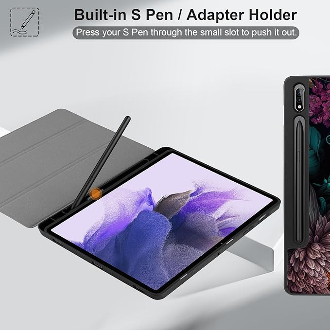 Case for Samsung Galaxy Tab S8 2022 & S7 2020, Shockproof Tablet Case for Samsung Tab S8/S7 11 inch with Auto Sleep/Wake & Trifold Stand & Soft TPU Back Cover, Vibrant Flower