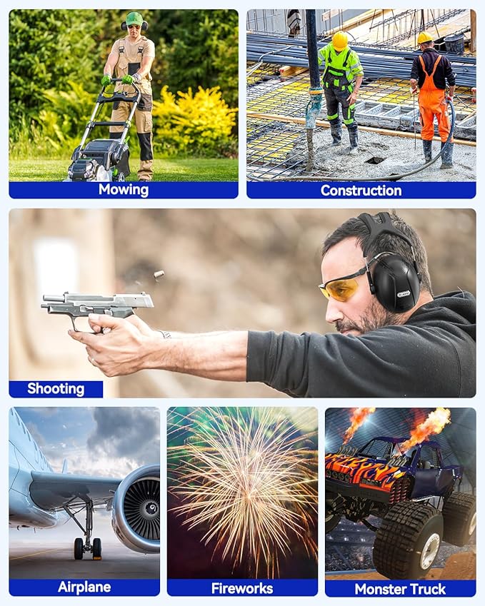 Dr.meter Ear Protection Earmuffs for Gun Range, 2 PACK SNR 35dB Hearing Protection Ear Muffs Noise Cancelling Headphones For Adult, Protective Ear Muff for Range Mowing Wood Work Monster Jam