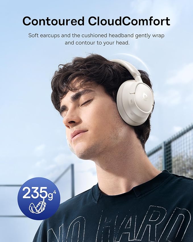 Baseus Bass BH1 NC Adaptive Active Noise Cancelling Headphones, Real-Time Adaptive Hybrid ANC, SuperBass 2.0, LDAC Hi-Res Sound, 80H Playtime, 5-Mic AI Clear Calls, Comfortable Fit, Bluetooth 6.0