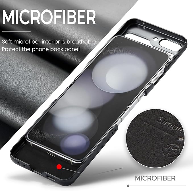 for Samsung Galaxy Z Flip 5 Case, Premium PU Leather Case Anti Scratch Slim Phone Shockproof Protective Phone Cover for Samsung Galaxy Z Flip5, Black