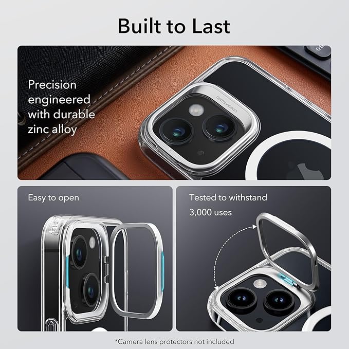ESR for iPhone 14 Plus Case, Compatible with MagSafe, Built-in Camera Ring Stand, Military-Grade Protection, Magnetic Phone Case for iPhone 14 Plus, Classic Kickstand Case (HaloLock), Clear