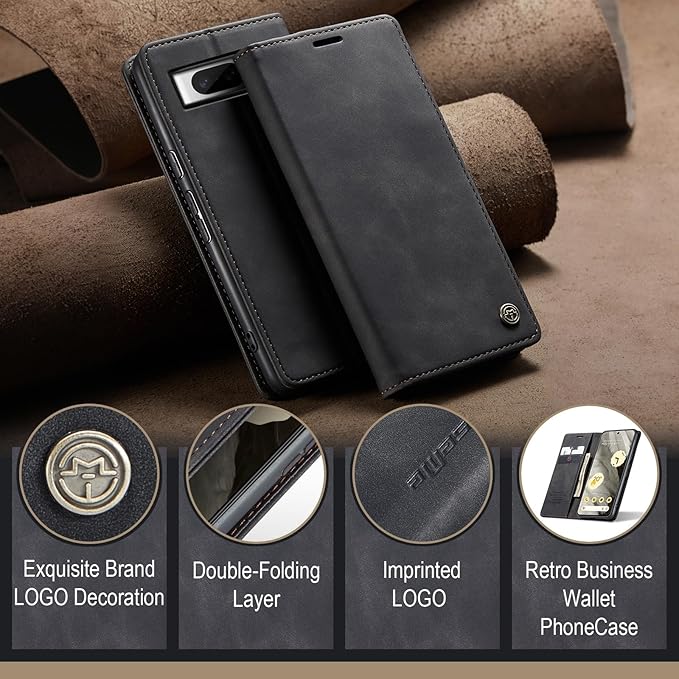 for Google 8 Case, Flip Wallet Leather Case with Card Holder Magnetic Closure Shockproof Kickstand Protective Phone Cases Cover for Google 8,Black