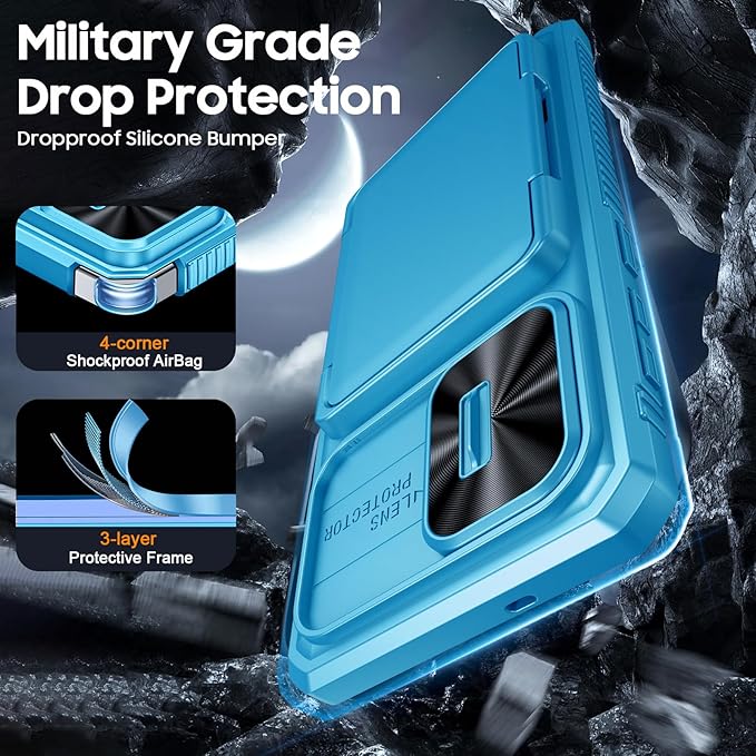 for Samsung Galaxy S25 Edge Case Wallet with RFID [Cards Holder][Camera Cover][Edge Raised] Full Body Shockproof Silicone Protective Phone Case for Galaxy S25 Edge 2025 (Lake Blue)