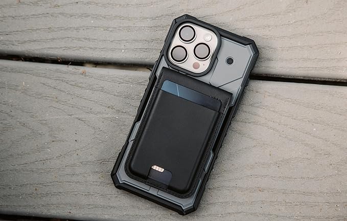 URBAN ARMOR GEAR UAG Slim Wallet PU Vegan Leather Black 5 Cards Holder with Kickstand, Metropolis Magnetic Wallet Compatible with MagSafe for iPhone, Galaxy