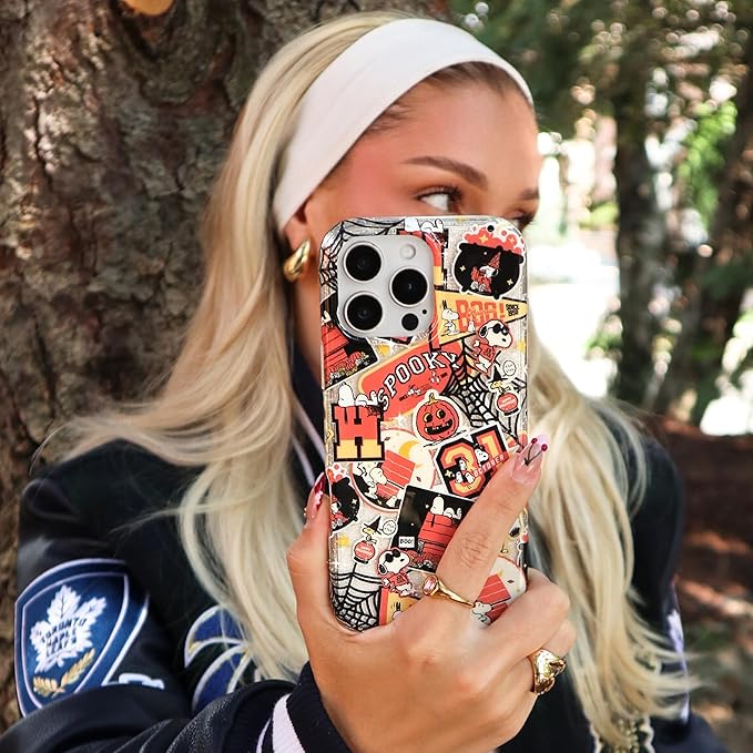 VELVET CAVIAR Case for iPhone 17 Pro | Compatible with MagSafe | 10ft Drop Tested | Protective Designer Cases | Halloween Snoopy Varsity Glitter