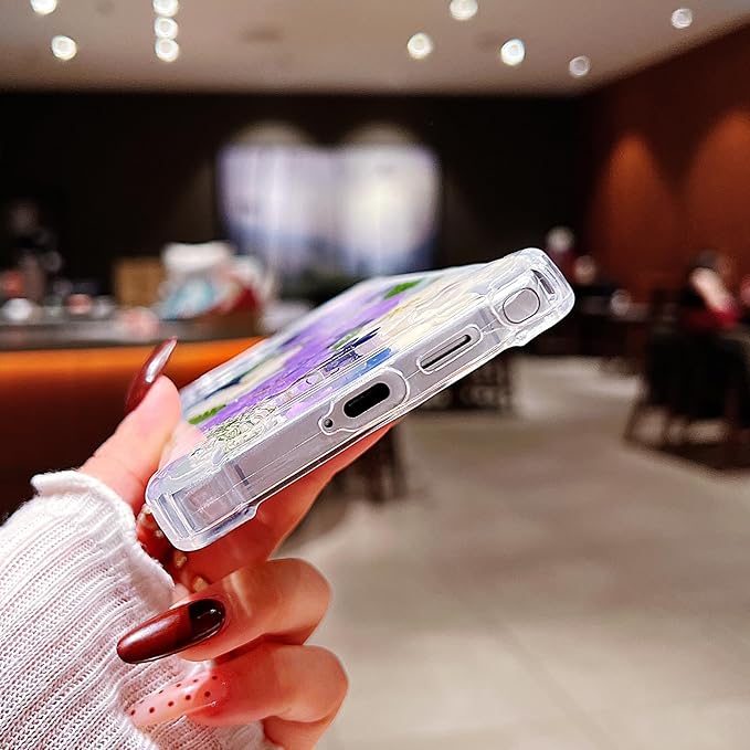 Compatible with Samsung Galaxy S25 Ultra Case Cute Pressed Dried Real Flowers Design Women Girly Shockproof Soft TPU Floral Clear Phone Cover for Galaxy S25 Ultra (Purple Flower)