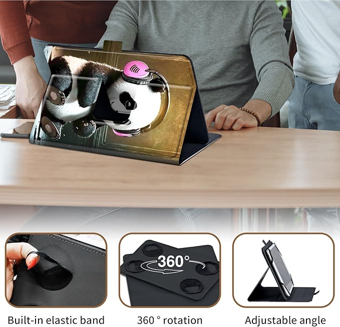 Case for Lenovo Tab P11 Pro Gen 2 11.2" 2022,Mxfdegf 360 Degree Rotating Stand and Magnetic Closure Case for 11.2 inch Lenovo Tab P11 Pro 2nd Generation,Cute Music Panda