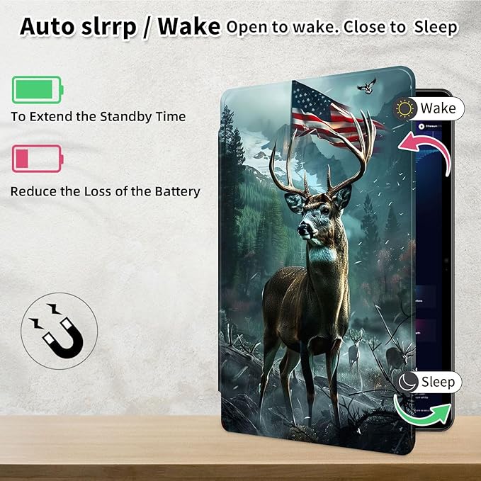 Case for Samsung Galaxy Tab S10 Ultra/Tab S9 Ultra 14.6-Inch, 360 Degree Rotating Folio Stand Smart Cover for Galaxy Tab S10 Ultra/ S9 Ultra 14.6'', Auto Sleep/Wake, Deer 2