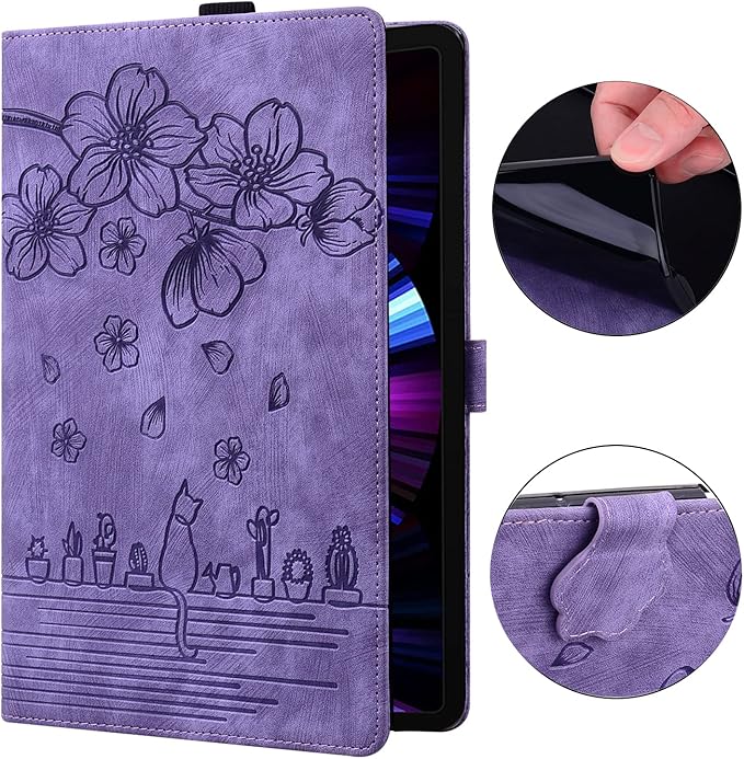 Lenovo Tab M11 / K11 LTE 11" Tablet Case - PU Leather with Pen Holder, Magnetic Cover Folio Stand - Purple