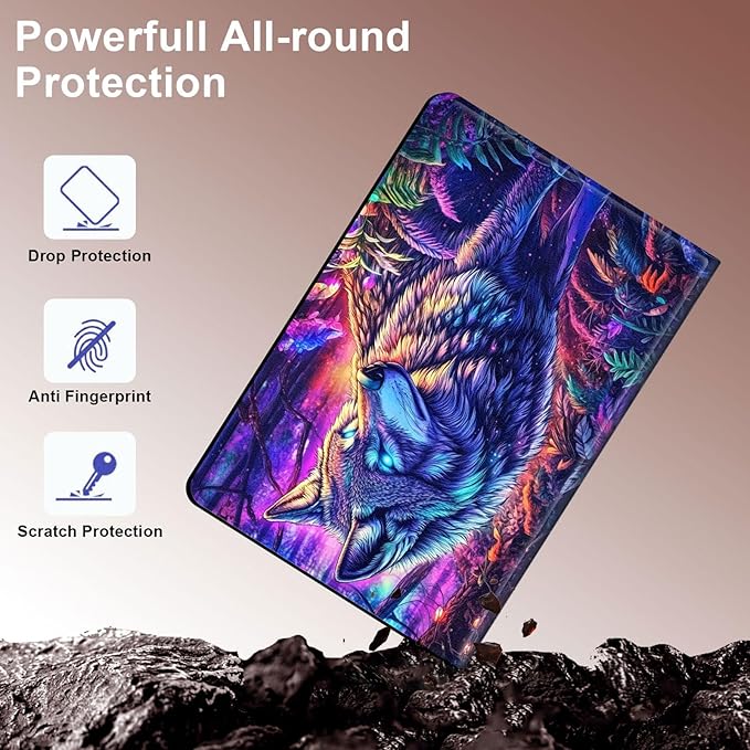 Case for Samsung Galaxy Tab A9 8.7-Inch 2023, Slim PU Leather Stand Cover with Auto Wake/Sleep, Multi-Angle Viewing & Shockproof, Majestic Wolf