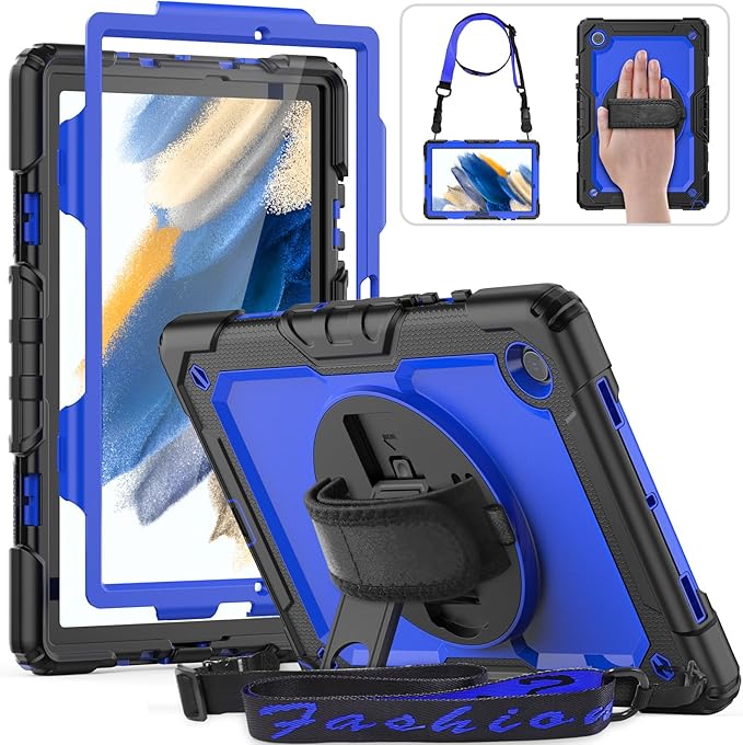 HXCASEAC Case for Samsung Galaxy Tab A8 10.5 inch, Protective with Screen Protector/Hand Strap/Pen Holder, Sturdy Shockproof A8 Tablet Case 2022 SM-X200/X205/X20 - Blue