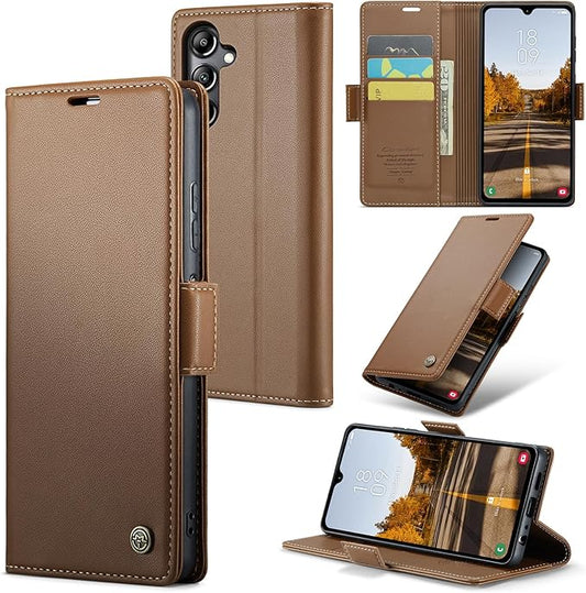 for Samsung Galaxy A05s Case, Premium PU Leather Wallet Case Flip Cover with [RFID Blocking][Card Holder][Stand Function] Shockproof Protective for Samsung Galaxy A05s, Brown