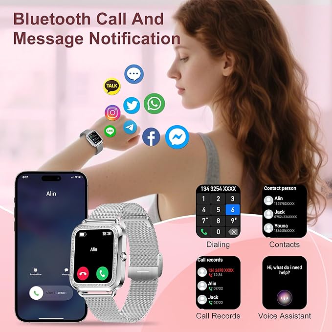 Smart Watch, Colesma 1.59" HD Smart Watches for Women, Answer/Make Call Fitness Tracker Watch for Android iPhone, Sleep/Heart Rate/SpO2/Blood Pressure Monitor, 180+ Dials, Waterproof Watches for Women