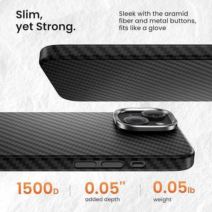 Diaclara Slim Magnetic Series Designed for iPhone 15 Case 6.1'',[1500D Aramid Fiber] [Built in Magnet Ring] Strong Compatible with Mag-Safe, Protective Shockproof Bumper for iPhone 15, Black