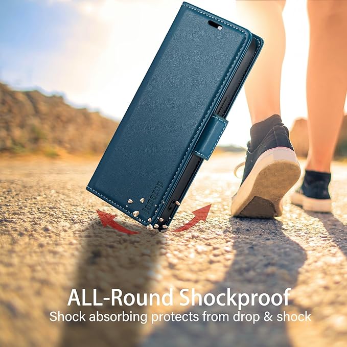 japezop iPhone 15 5G Wallet Case with [RFID Blocking],Card Holder Kickstand Magnetic,Leather Flip Case Wallet for iPhone 15 5G 6.1 Inch (Fashion Blue)