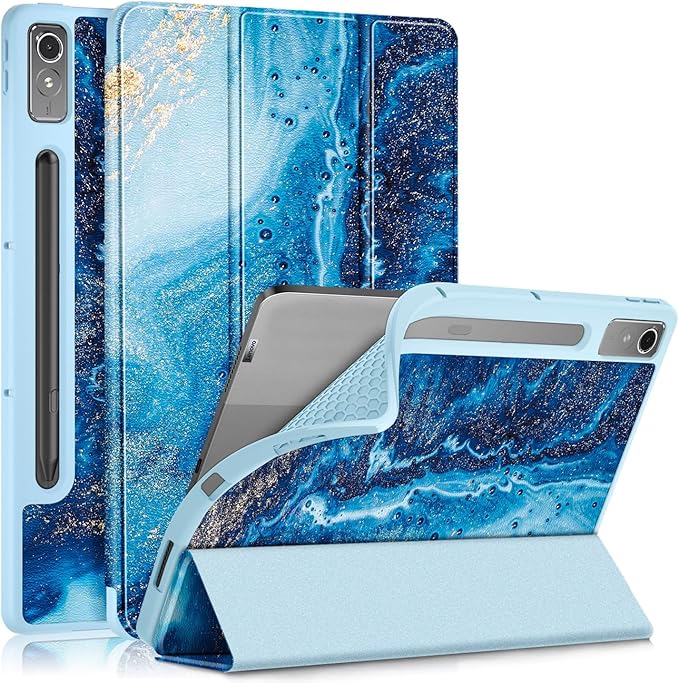 Case for Lenovo Tab P12 12.7 Inch 2023 Tablet, Smart Soft TPU Back Shell Cover with Auto Wake/Sleep Function,Waves