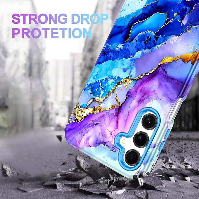Casetego for Galaxy A16 5G Case,Compatible with MagSafe,[Military Grade Drop Test] Full Body Protection Slim Shockproof Rugged Marble Women Case for Samsung Galaxy A16 5G 6.7 inch,Azure Blue