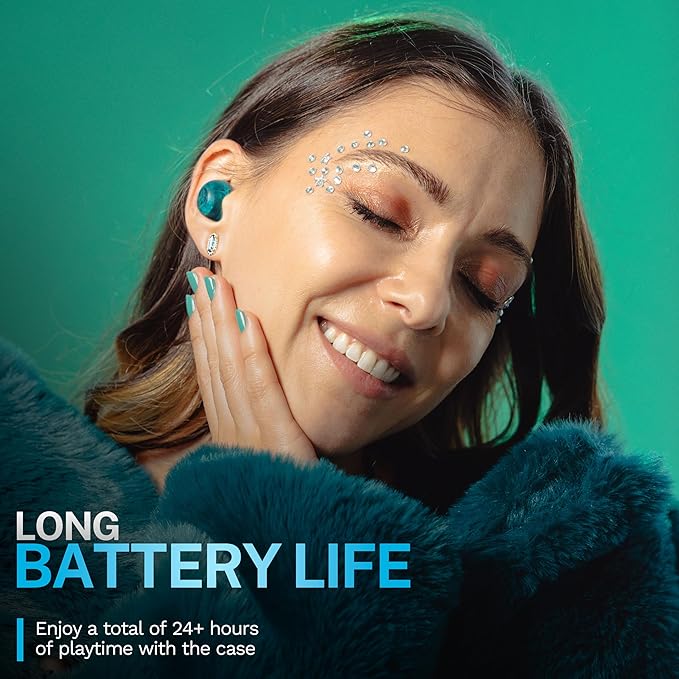 JLab Go Pop ANC True Wireless Earbuds & Charging Case, Transparent Teal, Active Noise Cancelling, 10mm Drivers, Dual Connect, Customize Your Sound with App, Be Aware Mode, MEMS Microphone