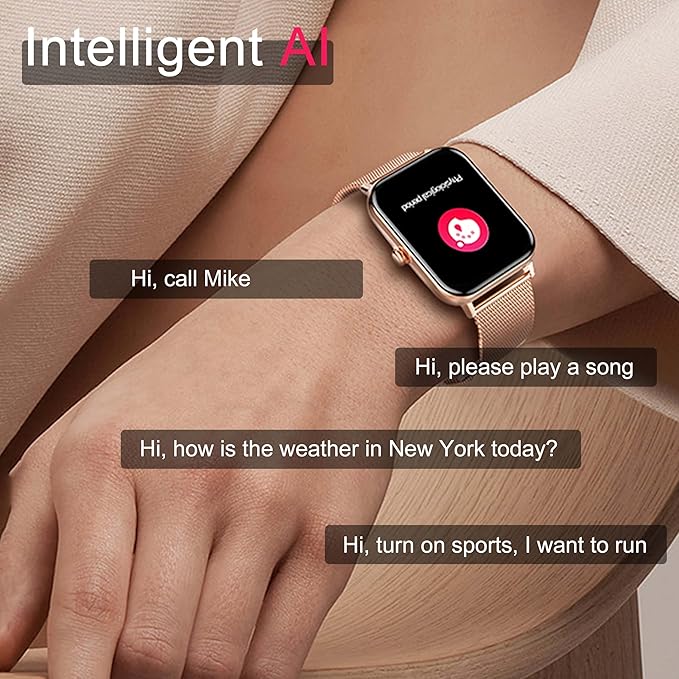 Smart Watch for Women Men(Answer/Dial Calls) 1.83" HD AI Voice Smartwatch with Fitness/Step Tracker/Heart Rate/Sleep/Stress Monitor, 120+ Sports Modes IP68 Waterproof for IOS/Android, Gold/3 Bands