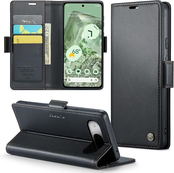 for Google Pixel 8A Case, Premium PU Leather Wallet Case Flip Cover with [RFID Blocking][Card Holder][Stand Function] Shockproof Protective for Google 8A, Black