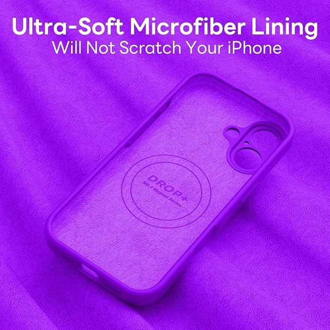 Vooii Magnetic Compatible with iPhone 17 Case (Compatible with Magsafe) (Upgraded Camera Protection) Liquid Silicone Shockproof Full Body Protective Phone Cover for Women Men, Neon Purple, 6.3"