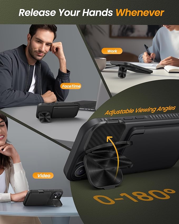 for iPhone 17 Case Wallet, Built-in Stand & Card Holder & Camera Cover, Rugged Military Grade Drop Protection Heavy Duty Hard Protective Phone Cover Case for iPhone 17 6.3" 2025, Black