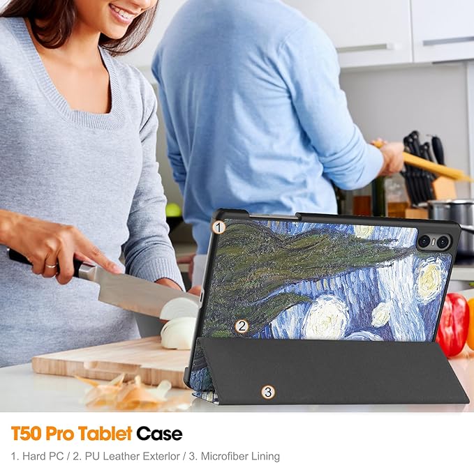 Case for TECLAST T50 Pro 11 inch Tablet, Folding Folio Ultra-Thin PU Leather Stand Case Cover for Teclast T50 Pro Starry Night