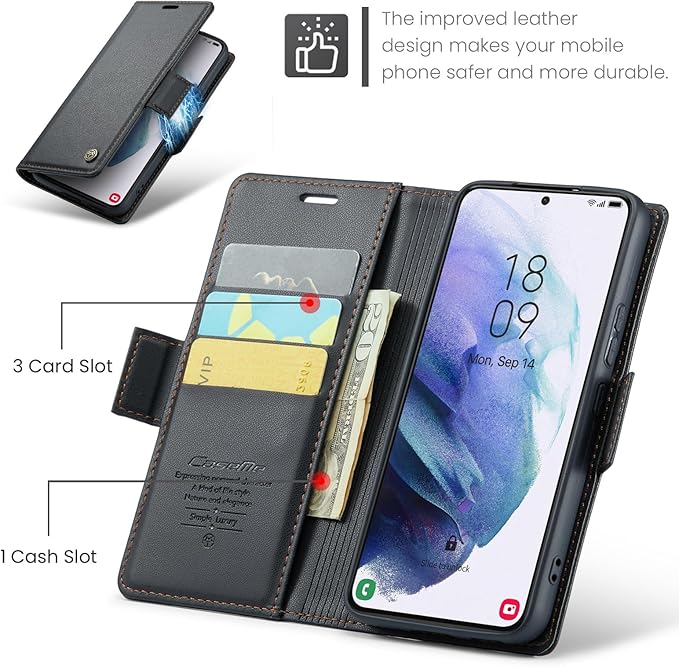 Case for Samsung Galaxy S21 Plus Wallet Case, RFID Blocking PU Leather Flip Folio Cover Card Holder Kickstand Shockproof Phone Case Compatible with Samsung Galaxy S21 Plus, Black