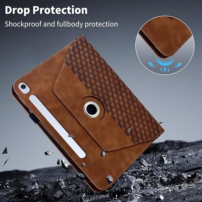 Case for Samsung Galaxy Tab S10 FE Plus 13.1 Inch 2025 (SM-X620/X626),360 Degree Rotating PU Leather Folio Protective Cover with Auto Sleep/Wake,Card Holder&Shoulder Strap for Woman Man,Brown