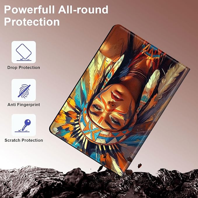 Case for Samsung Galaxy Tab A9 8.7-Inch 2023, Slim PU Leather Stand Cover with Auto Wake/Sleep, Multi-Angle Viewing & Shockproof, Native American