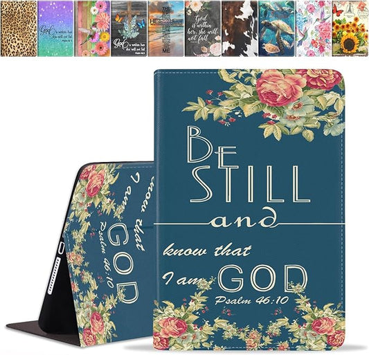 Case for Samsung Galaxy Tab A7 10.4 inch 2022/2020 (SM-T500/T503/T505/T507/T509), Premium PU Leather Stand Folio Cover with Auto Sleep/Wake, Bible Verse Psalm 46:10