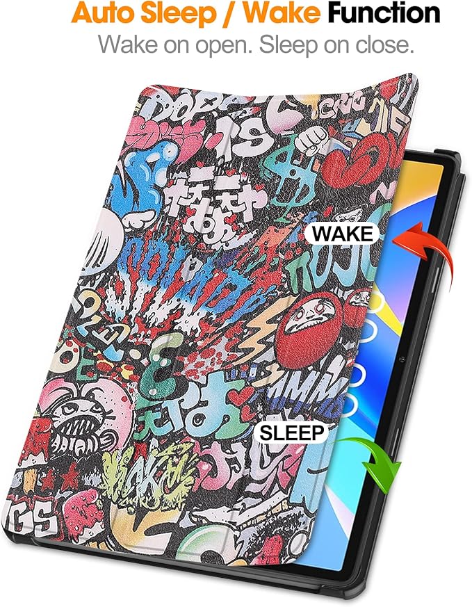 Case for TECLAST M40 Plus 2022 /P30S 10.1 inch Tablet, Folding Folio Ultra-Thin PU Leather Stand Case Cover for Teclast M40 Plus / P40HD / P30S 2022 Released Graffiti