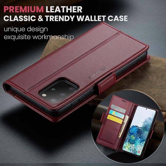 Case for Samsung Galaxy S20 Plus Wallet Case, RFID Blocking PU Leather Flip Folio Cover Card Holder Kickstand Shockproof Phone Case Compatible with Samsung Galaxy S20 Plus, Red