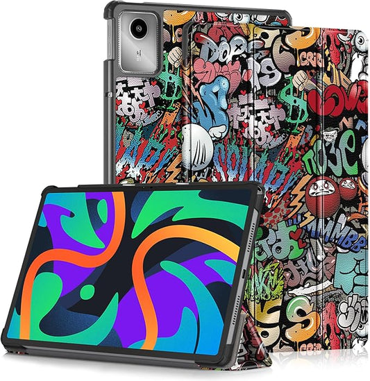 Case Compatible with Lenovo Tab M11 2023 TB-330FU / Lenovo Xiaoxin Pad 2024 TB-331FC 11 Inch Tablet,Slim Lightweight Trifold PC Cover with Auto Wake/Sleep Function,Graffiti