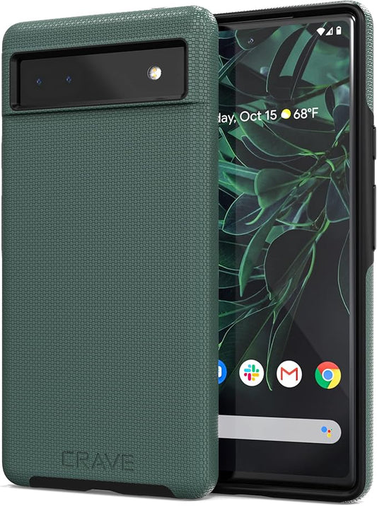 Crave Dual Guard for Google Pixel 6a Case, Shockproof Protection Dual Layer Case for Google Pixel 6a - Shaded Spruce Forest Green