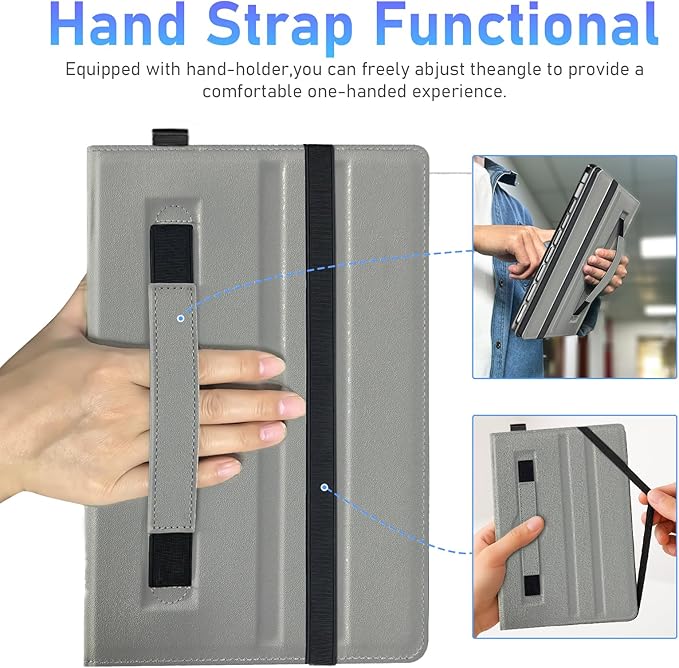 Case for Surface Pro 11/10/9/8, 13 Inch PU Leather Protective Cover with Honeycomb Cooling, Multi-Angle Stand, Stylus Holder, Front Pocket & Hand Strap, Durable Business for Tablet (Black)