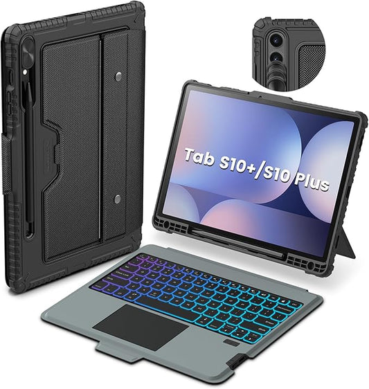 Nillkin for Samsung Galaxy Tab S9+ Plus Detachable Keyboard Case with 7 Backlit, Kickstand, Trackpad, S Pen Holder, for Samsung Tablet S10 Plus Keyboard (for Galaxy Tab S10 Plus - 12.4 inch)