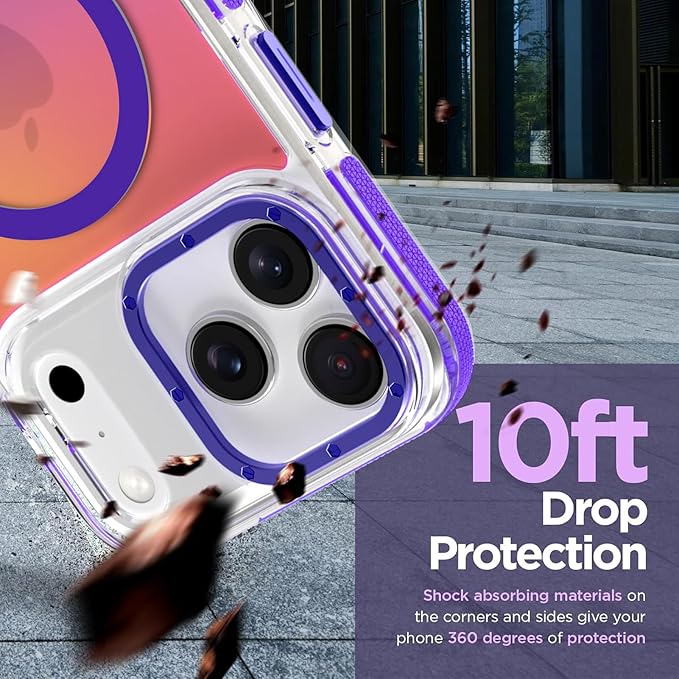 MOWIME Magnetic Case for iPhone 17 Pro [Compatible with Magsafe] [Cute Fashion Fluorescent Design] [1 Screen Protector] Slim Translucent Matte Case for iPhone 17 Pro 6.3" 2025, Purple